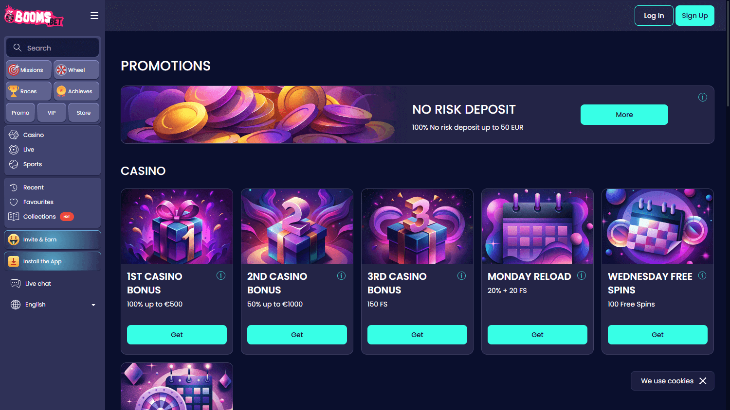 Boomsbet live casino screenshot